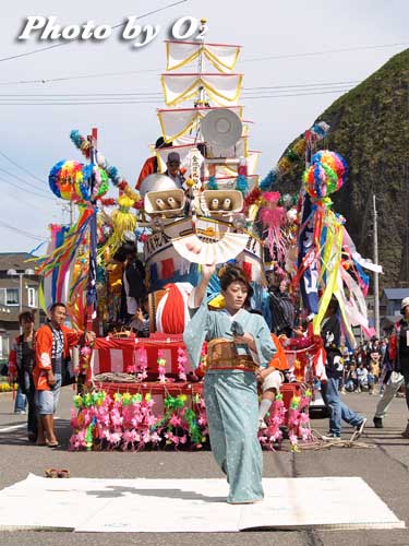 せたな町　事比羅神社　渡御際　踊り　山車