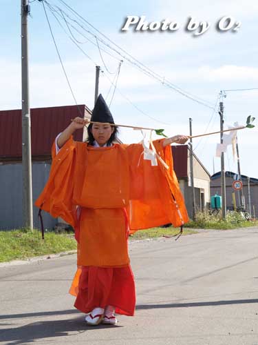 せたな町　事比羅神社　渡御際　松前神楽　福田舞